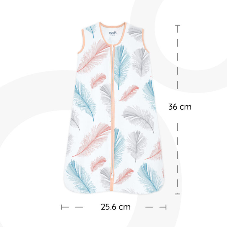 Moon - Organic Baby Sleep Sack Pack Of 2 (Small & Medium) - Pink & White With Feather Print