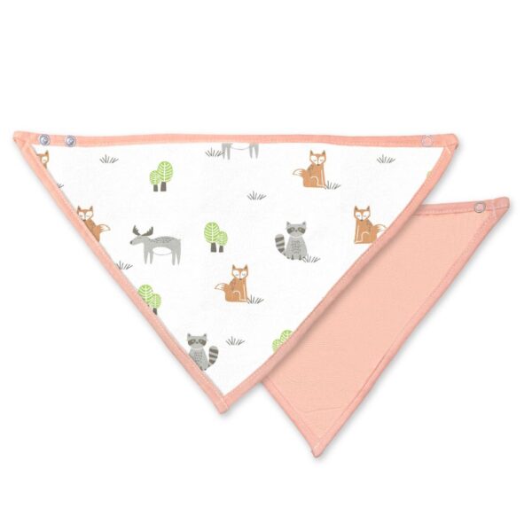 Moon – Organic Muslin Bibs Pack of 2 – Forest & Peach