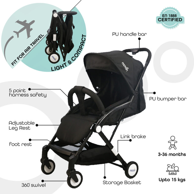 Moon - Travel-Lite Cabin Stroller - Black