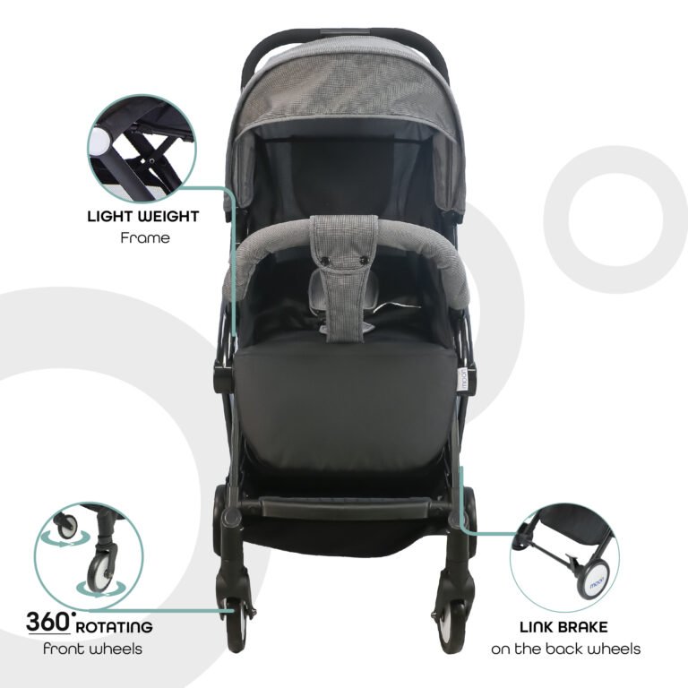Moon - Travel-Lite Cabin Stroller - Black With Grey Dots