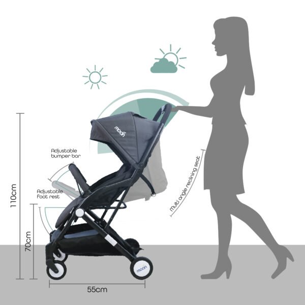 Moon – Travel-Lite Cabin Stroller – Dark Grey