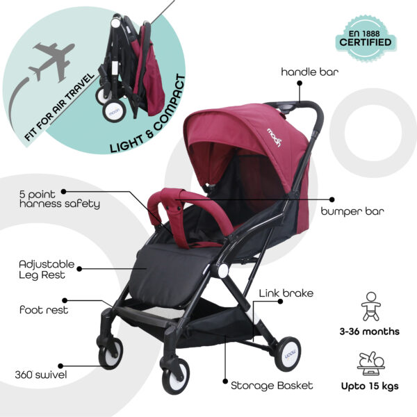 Moon – Travel-Lite Cabin Stroller – Dark Red