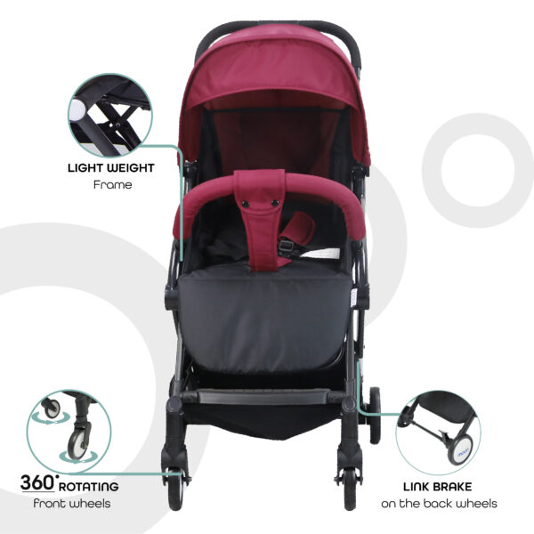 Moon – Travel-Lite Cabin Stroller – Dark Red