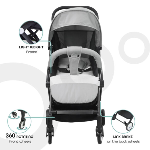 Moon – Travel-Lite Cabin Stroller – Light Grey