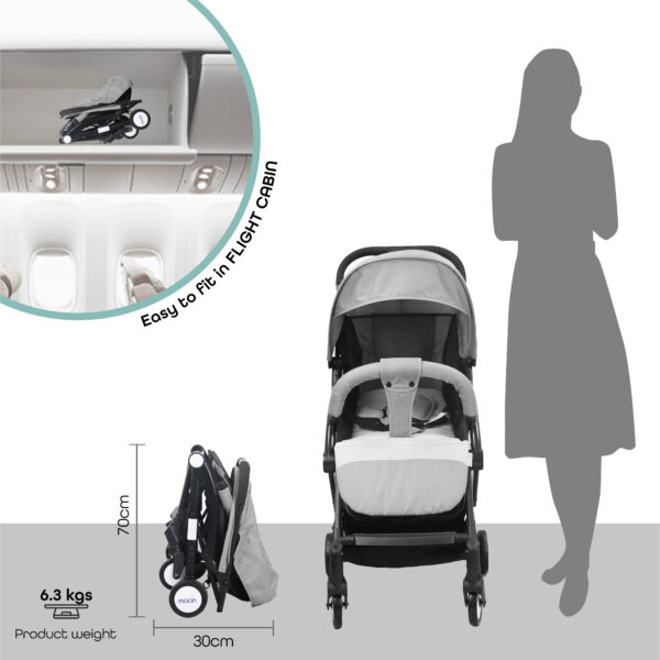 Moon – Travel-Lite Cabin Stroller – Light Grey