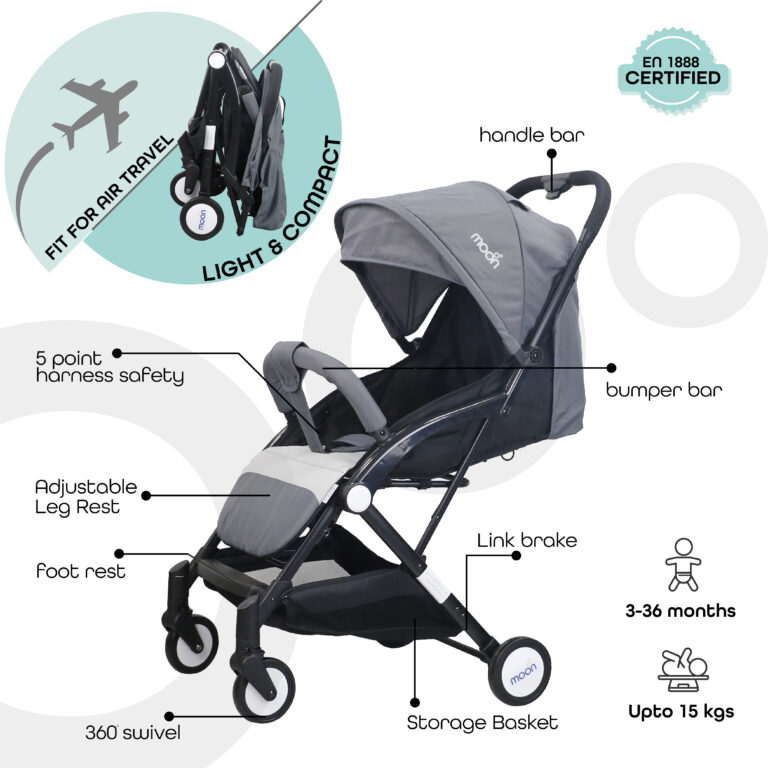 Moon - Travel-Lite Cabin Stroller - Mid Grey