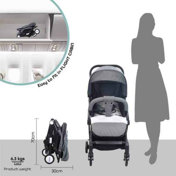 Moon – Travel-Lite Cabin Stroller – Mid Grey