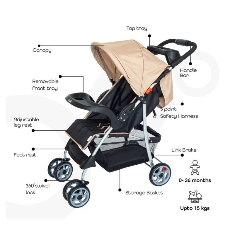 Moon - Trek One- Fold Travel Stroller - Beige