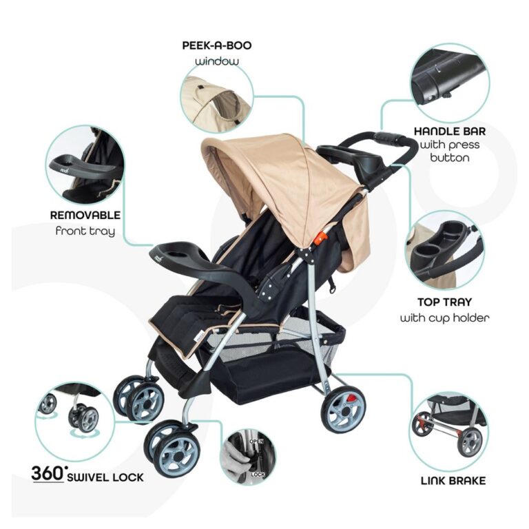 Moon - Trek One- Fold Travel Stroller - Beige