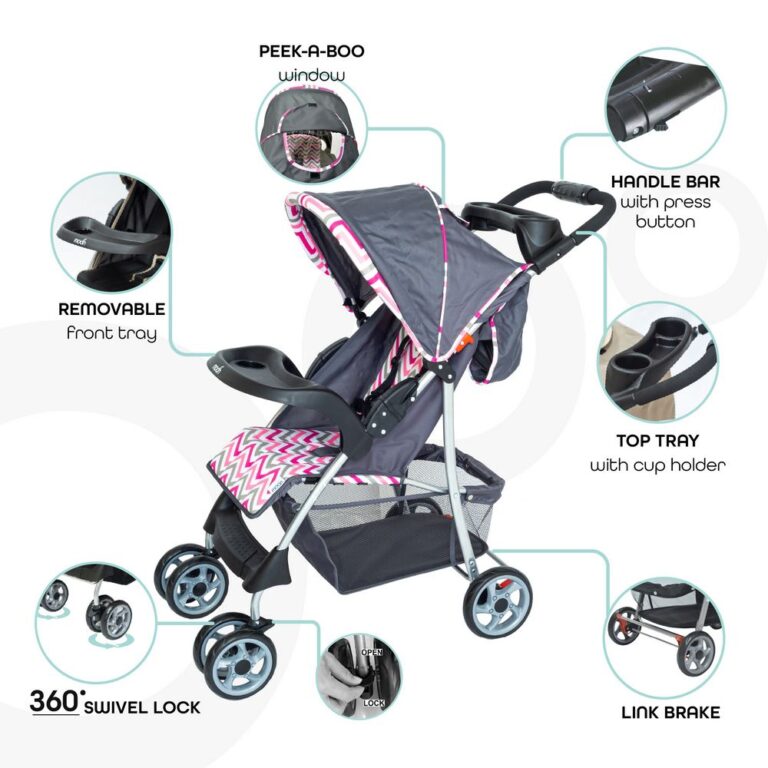 Moon - Trek One- Fold Travel Stroller - Pink