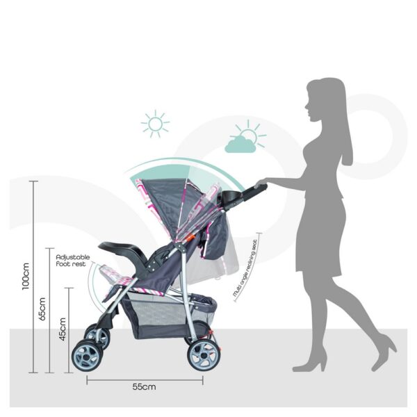 Moon – Trek One- Fold Travel Stroller – Pink