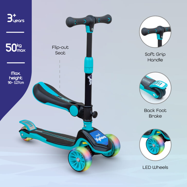 Moon - Xplora Baby 3 Wheel Scooter with Seat - Blue and Black