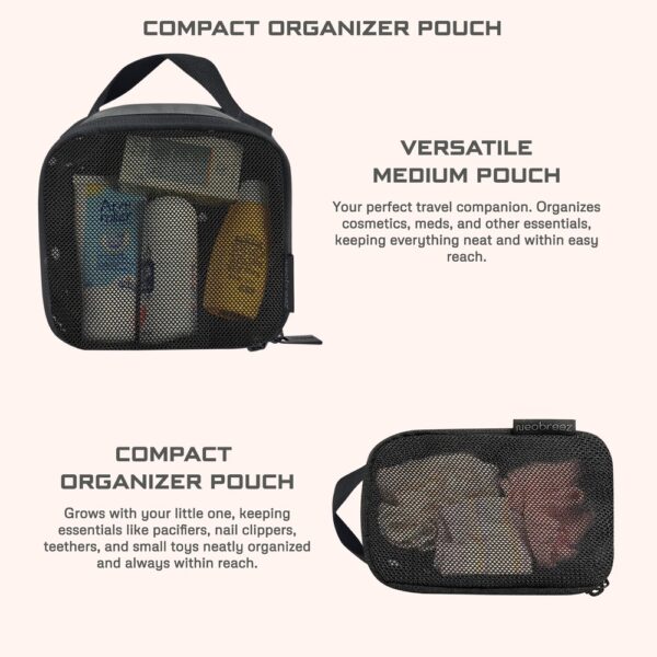 Neobreez – 2-Pack Portable Mesh Baby Diaper Organizer Pouches – Dark Gray/Black
