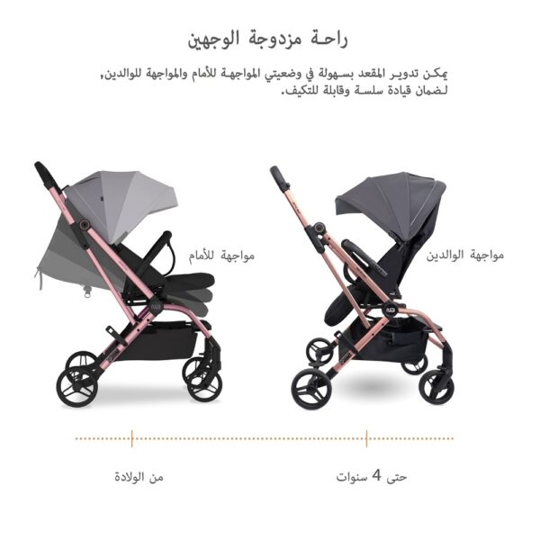 Neobreez -OCTA 360° Rotate Seat Lightweight Compact Travel Toddler Baby Stroller – Medium Gray