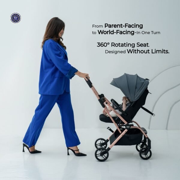 Neobreez -OCTA 360° Rotate Seat Lightweight Compact Travel Toddler Baby Stroller – Medium Gray