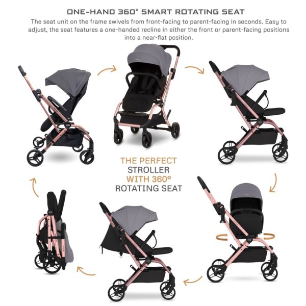 Neobreez -OCTA 360° Rotate Seat Lightweight Compact Travel Toddler Baby Stroller – Medium Gray