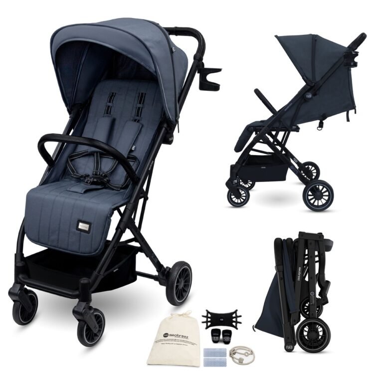 Neobreez - Penta Compact Lightweight Travel Stroller W/ Cup Holder - Black/Grey