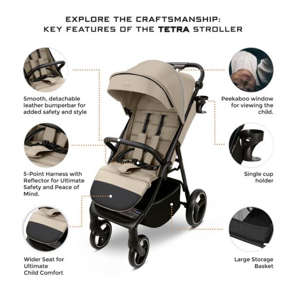 Neobreez – Tetra Ultra-Compact Lightweight All-Terrain Travel Stroller W/ Cup Holder – Beige