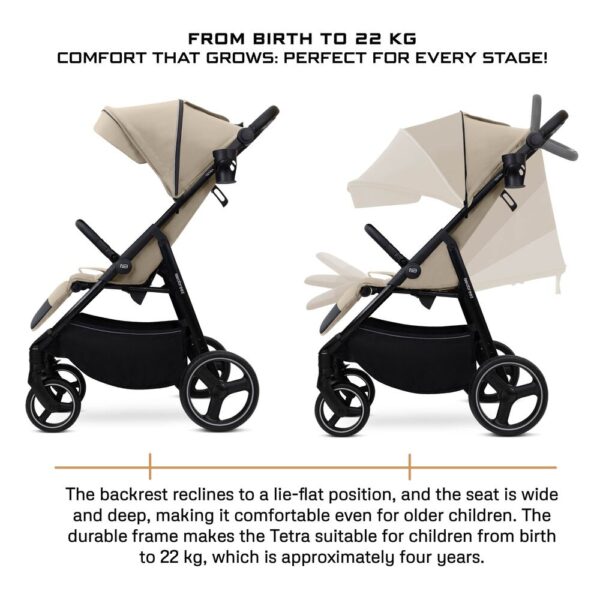 Neobreez – Tetra Ultra-Compact Lightweight All-Terrain Travel Stroller W/ Cup Holder – Beige
