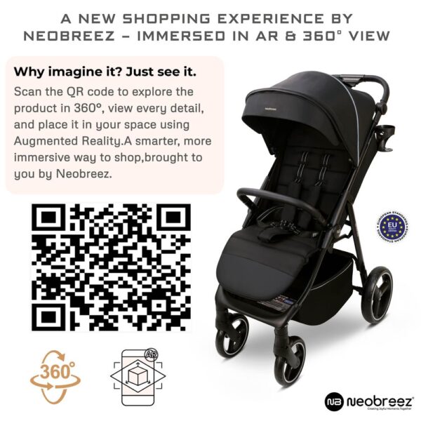 Neobreez – TETRA Ultra-Compact Lightweight Travel All-Terrain Toddler Baby Stroller – Black