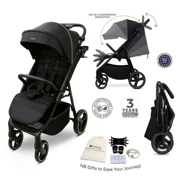 Neobreez – TETRA Ultra-Compact Lightweight Travel All-Terrain Toddler Baby Stroller – Black