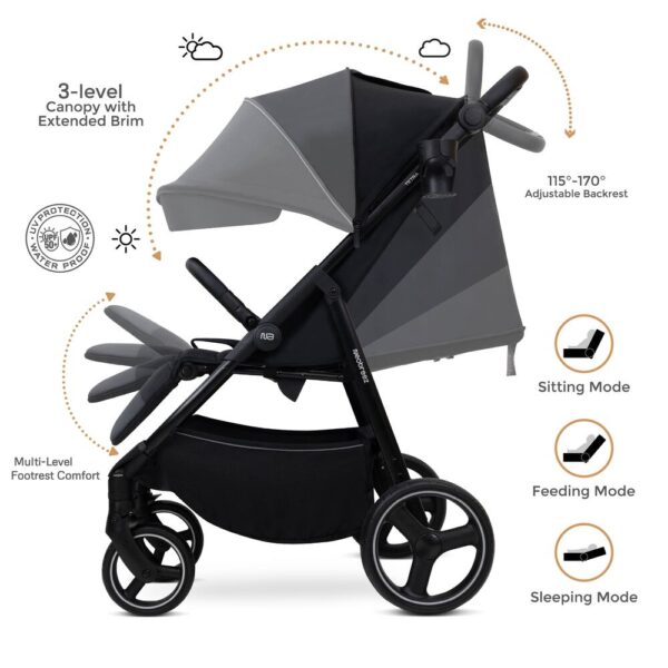 Neobreez – TETRA Ultra-Compact Lightweight Travel All-Terrain Toddler Baby Stroller – Black