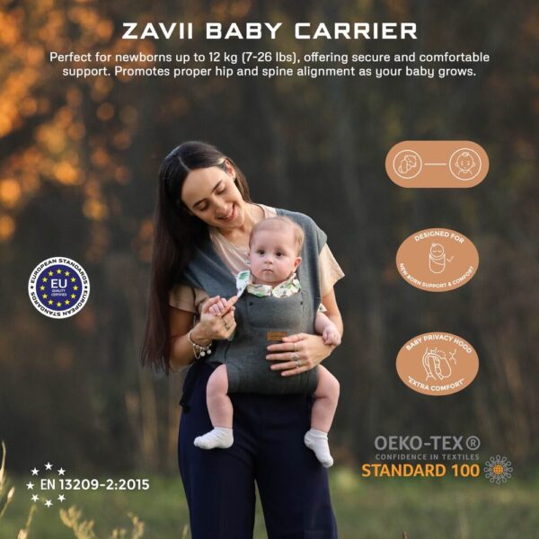 Neobreez – ZAVII 2-in-1 Convertible Baby Carrier for Newborns to Toddlers – Dark Gray