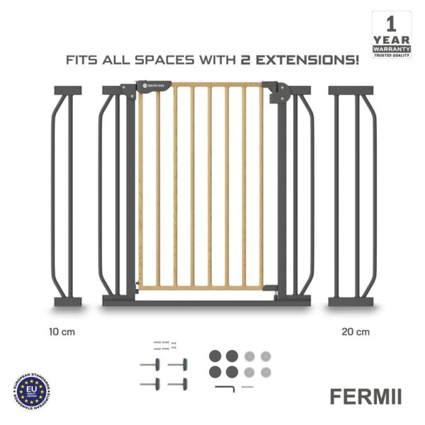 Neobreez FERMII Auto Close Safety Baby & Toddler Gate with 10cm & 20cm Extensions