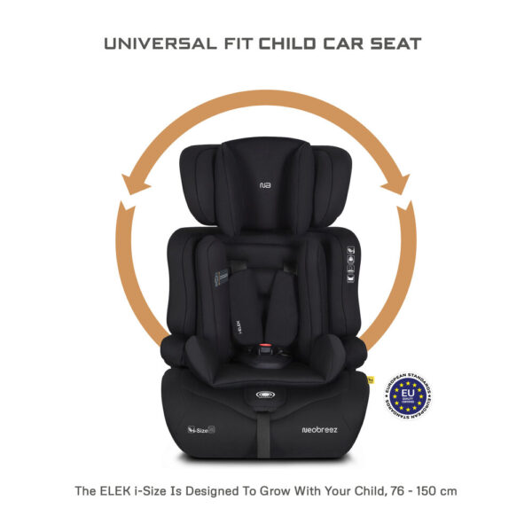Neobreez -I-ELEK Universal Baby/Kids/Child/Toddler Safety 3-In-1 Car Seat – Black