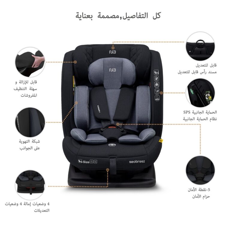 Neobreez - I-EROCA All-In-One Convertible Travel Baby Toddler Kids Child Boys Girls Car Seat - Black/Dark Gray