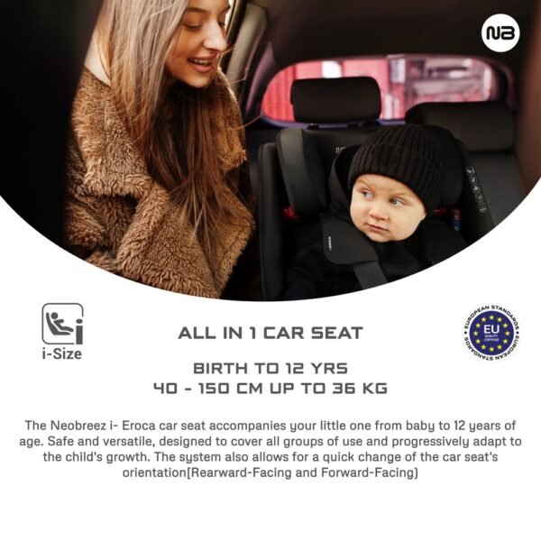 Neobreez – I-EROCA All-In-One Convertible Travel Baby Toddler Kids Child Boys Girls Car Seat – Dark Gray