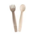 Nip – Bio-Based Spoon & Fork Set 9M+ | Easy Grip Baby Cutlery – Grey