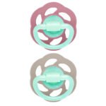 Nip Cherry Air Night Soother,Glow in the Dark Pacifier,0-6M,2pc, Brown & Red