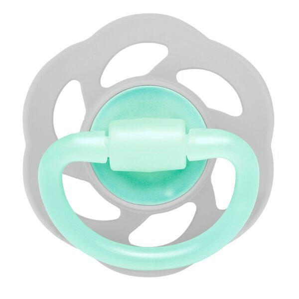 Nip – Cherry Air Night Soother, Glow in the Dark Pacifier, 0-6M, 2pc, Grey & Green