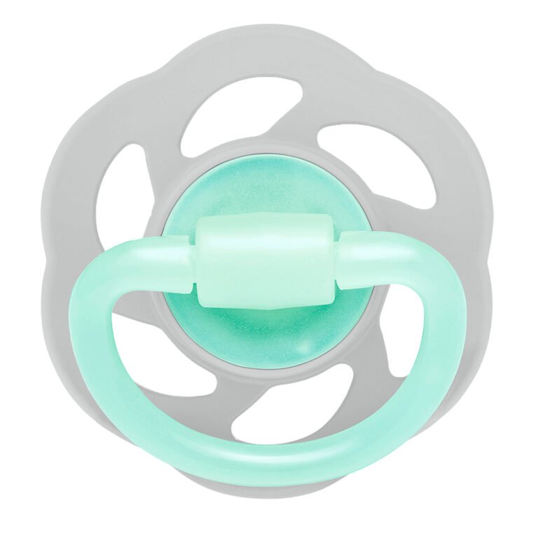 Nip - Cherry Air Night Soother, Glow in the Dark Pacifier, 0-6M, 2pc, Grey & Green