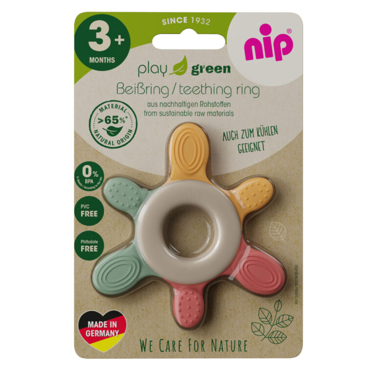Nip - Eco-Friendly Green Teething Ring for Babies 3M+- Multicolur