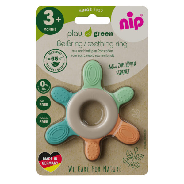 Nip – Eco-Friendly Green Teething Ring for Babies 3M+- Multicolur