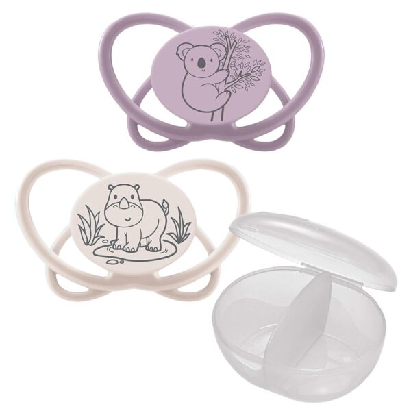 Nip – Green Eco Butterfly Soother 16-32M, 2pcs – Ultra-Light Silicone, with Sterilizer Case