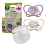 Nip – Green Eco Butterfly Soother 16-32M, 2pcs – Ultra-Light Silicone, with Sterilizer Case