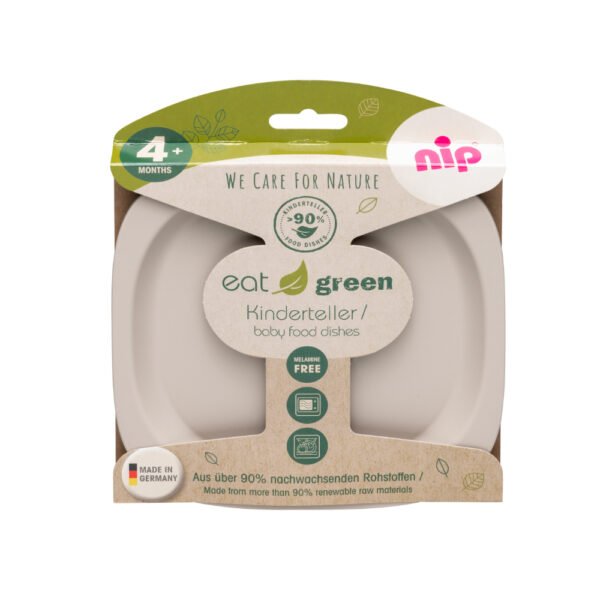 Nip – Green Eco-Friendly Unbreakable Baby Plate Set-2 pc _ Grey