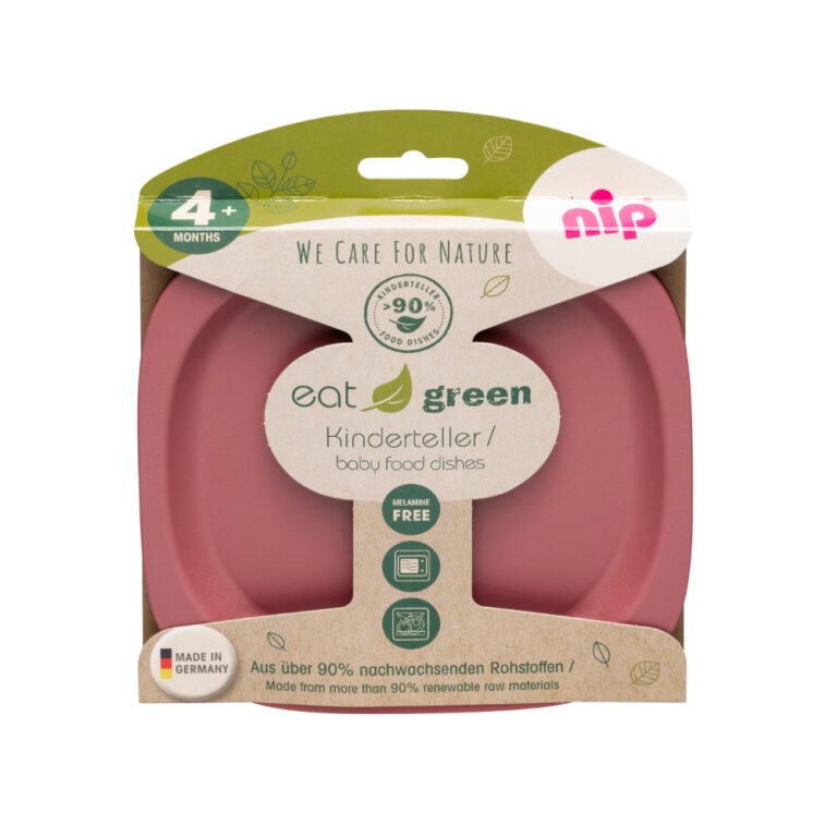 Nip - Green Eco-Friendly Unbreakable Baby Plate Set-2 pc - Red