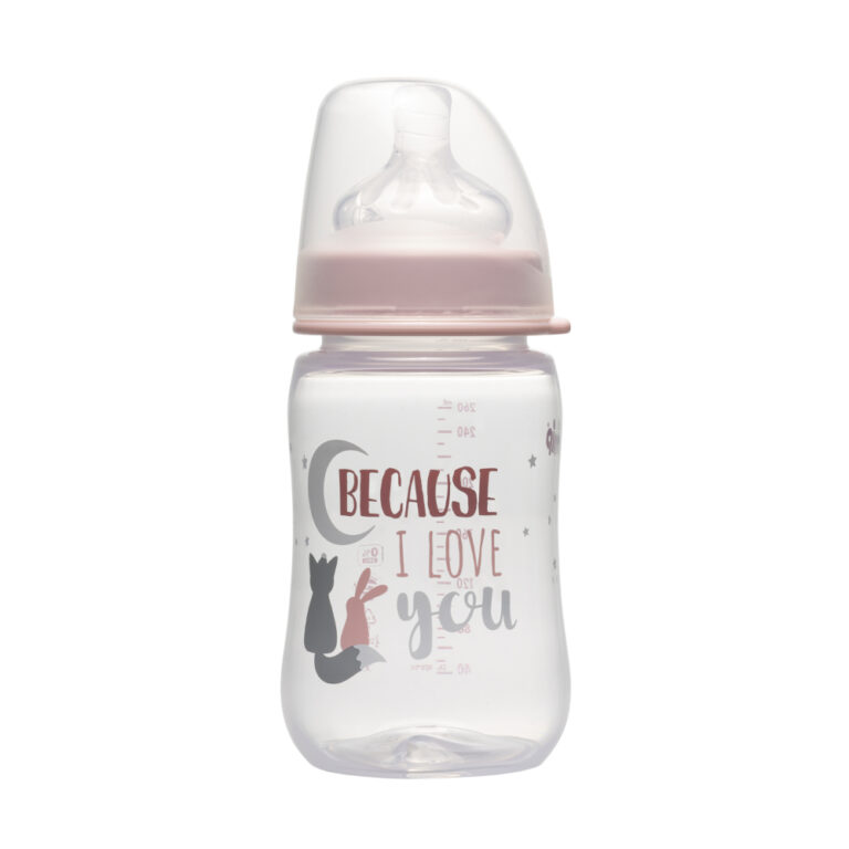 Nip Wide-Neck Milk Bottle, Baby Feeding Bottle - 260 ml, Pink