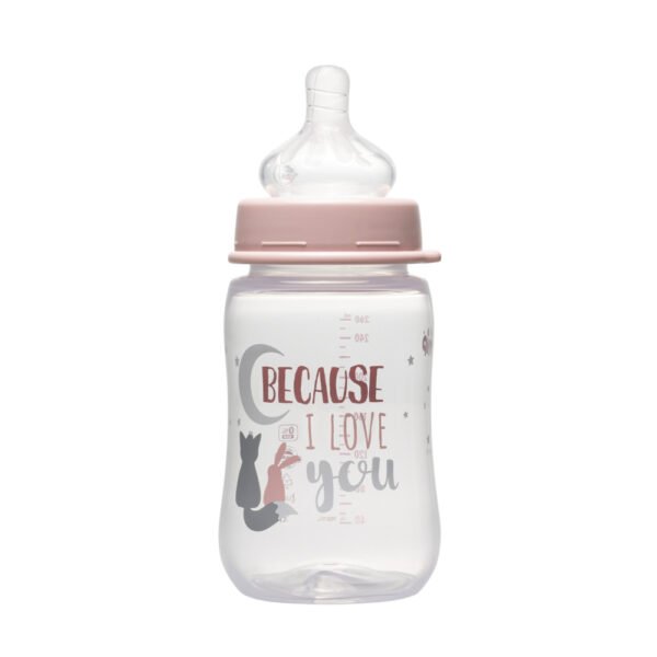 Nip Wide-Neck Milk Bottle, Baby Feeding Bottle – 260 ml, Pink