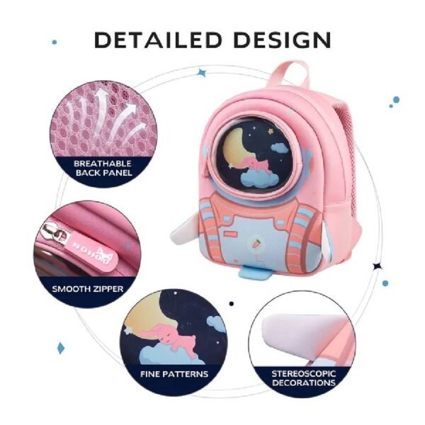Nohoo – 3D Astronaut Kids School Bag/Activity Bag 10″ – Pink