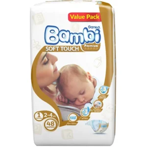 Sanita Bambi – Baby Diapers Value Pack Size 1, New Born, 2-4 KG, 48 Count