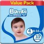 Sanita Bambi – Baby Diapers Value Pack Size 4, Large, 8-16 KG, 33 Count