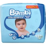 Sanita Bambi – Baby Diapers Value Pack Size 4, Large, 8-16 KG, 33 Count