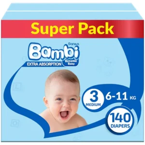 Sanita Bambi – Baby Diapers Super Pack Size 3, Medium, 6-11 KG, 140 Count
