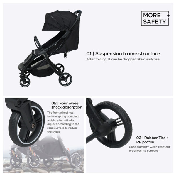 Nurtur – Aluminum Alloy Baby Stroller – Black