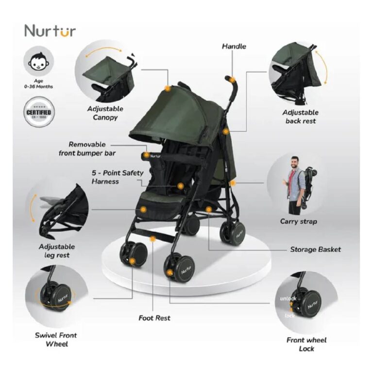 Nurtur - Archer Lightweight Baby Stroller - Dark Green